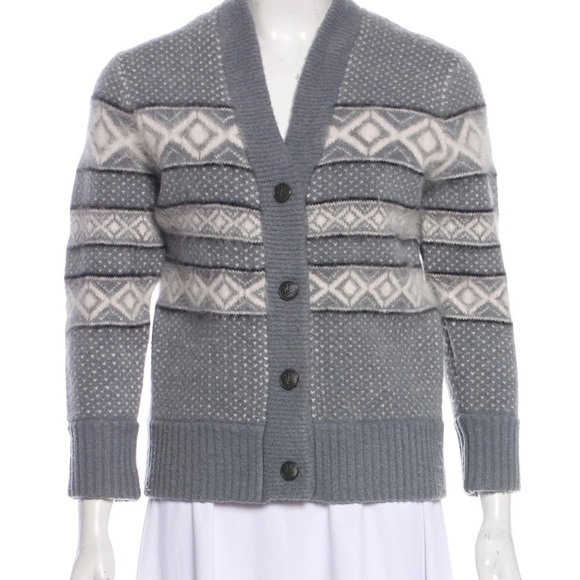 rag & bone Sweaters - Rag & Bone Wool Angora Cardigan Gray Geometric Pattern Sweater